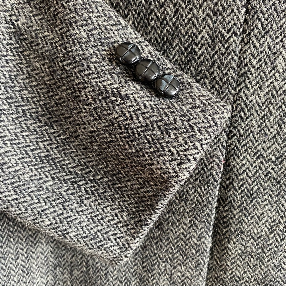 Vintage Harris Tweed Jacket Wool Tweed Grey Herringbone Blazer 42 Long/Tall - Picture 7 of 14
